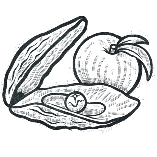 Illustration of a Oyster And Peach
