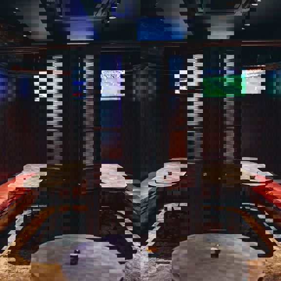 Private booths in Gibney's bar in Shoreditch, London