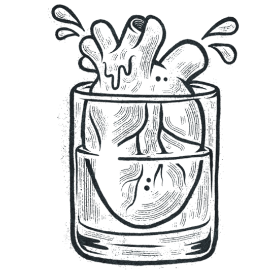 Illustration of a heart in a glass
